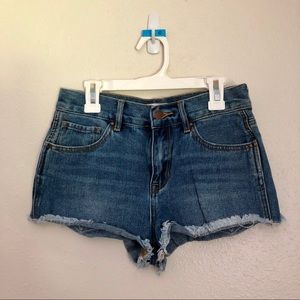 High-waisted denim shorts